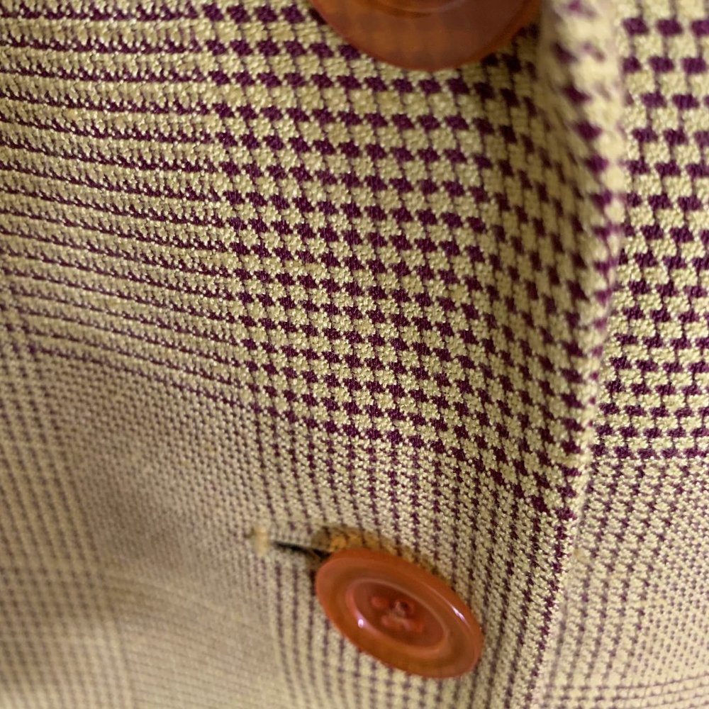 Linda Allard, Ellen Tracy Chartreuse Green Plaid Women's Blazer Jacket 12 - Picture 4 of 10